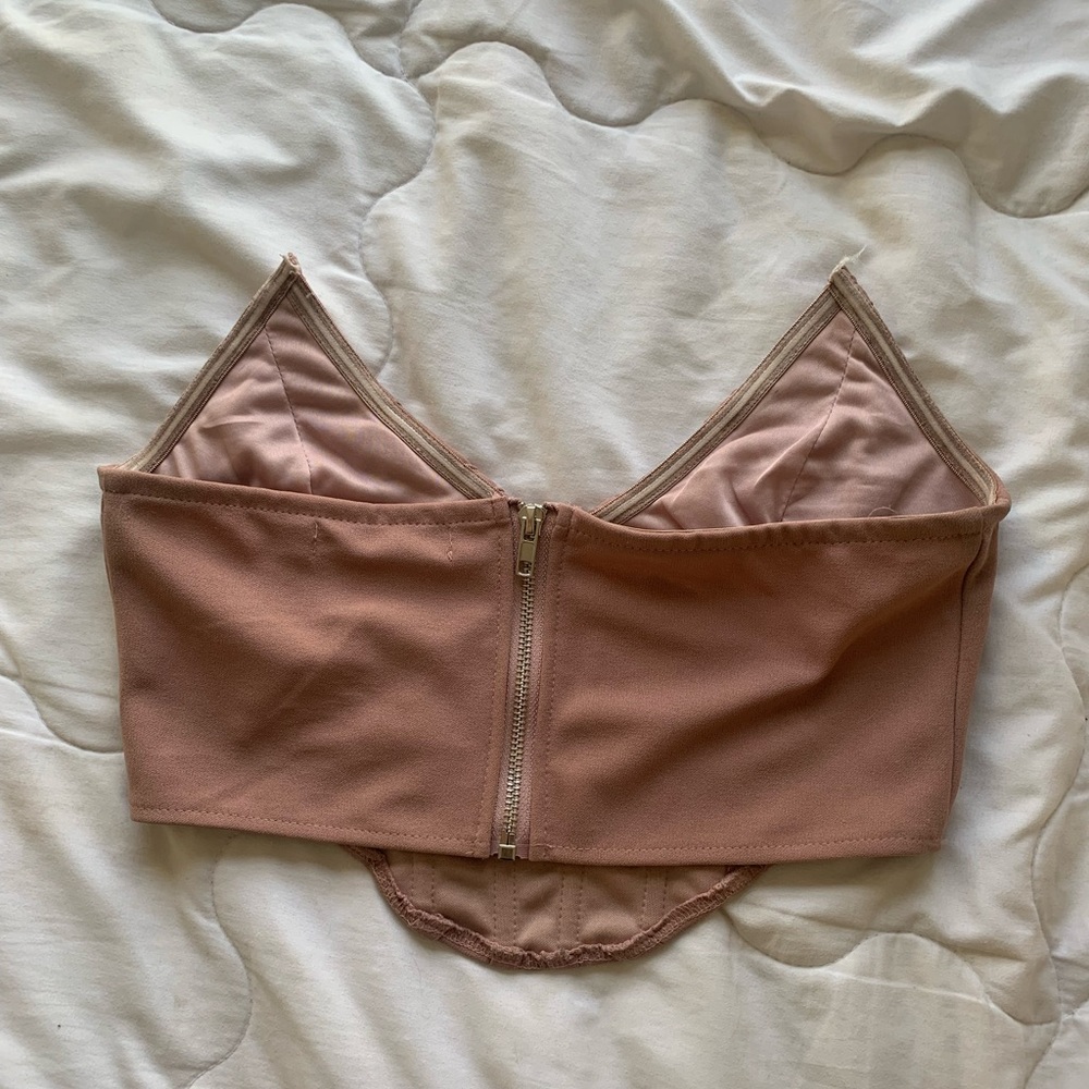 Missguided Structured Pointed Tan Corset Top - image 5